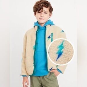 Boys Sherpa zip up‎ sweater size L 10-12